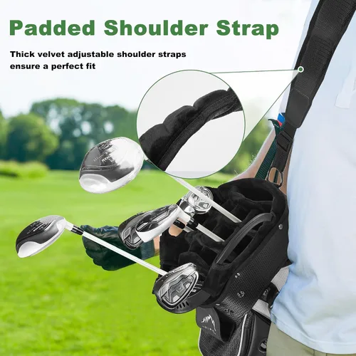 Vista 8 de UNIHIMAL Bolsa de carrito de golf de 14 vías con divisor de longitud completa, bolsa de golf de piel sintética de alta calidad con parte superior