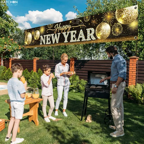Vista 4 de KatchOn, Cartel de feliz año nuevo para patio 2026 – Extra grande de 120 x 20 pulgadas, letrero de feliz año nuevo para decoraciones de Año Nuevo