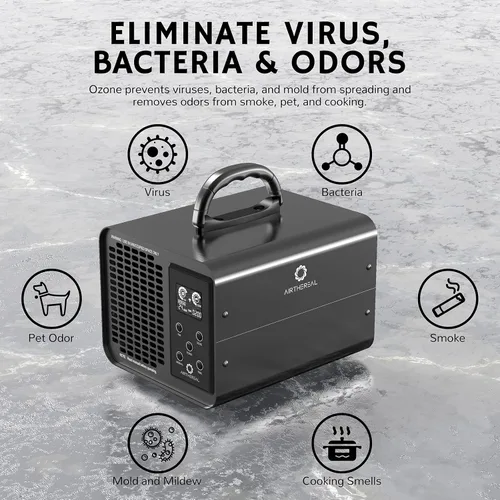Vista 4 de Airthereal MA10K-PRO SMART WiFi Generador de Ozono - Ozonizador de Alta Capacidad de Producción de Ozono - Eliminador de Olores, Desodorante