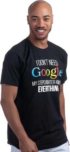Vista 3 de Camiseta divertida con texto en inglés "I Don't Need Google, My Stepdaughter Knows Everything