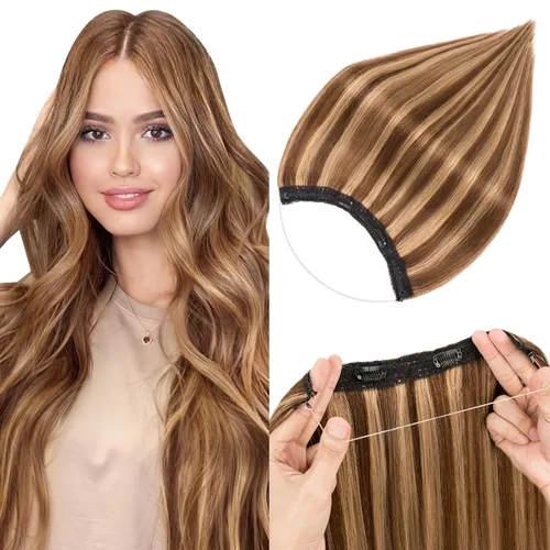 Vista 28 de Extensiones de cabello humano real, extensiones de cabello humano 100 % humano, extensiones de clip, ondulado, negro azabache 01, 2.46 oz/18 pulgadas