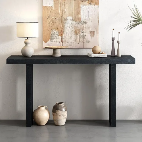 Vista 18 de Elegante mesa consola con tres cajones, mesa de entrada extra larga para entrada, pasillo, sala de estar, vestíbulo, pasillo (gris antiguo ~ 076)