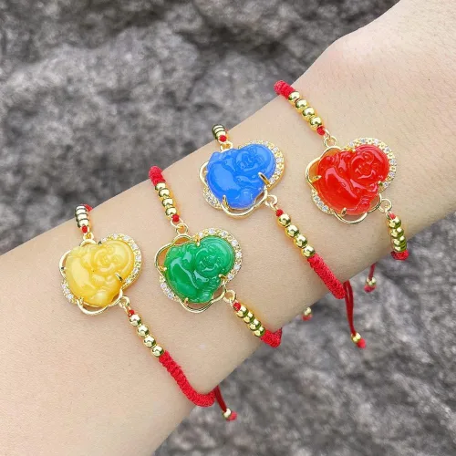 Vista 3 de Pulsera de amuleto de cuerda roja ajustable hecha a mano para hombres, mujeres y niños