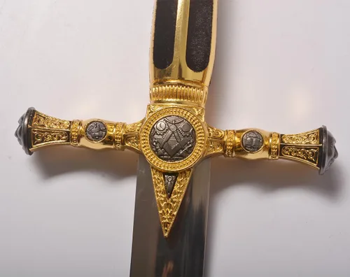 Vista 9 de Espada medieval de acero inoxidable con estrella de David para cosplay, colección, 33.1 pulgadas