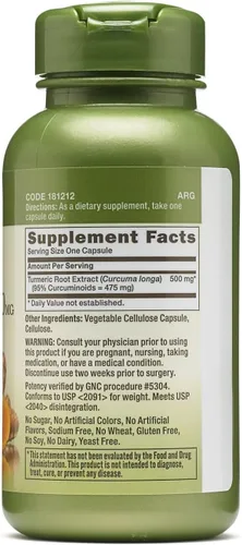Vista 2 de GNC Herbal Plus - Curcumina de cúrcuma 500mg 100 cápsulas