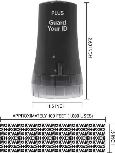 Vista 6 de Guard Your ID Advanced 2.0 Rodillos de goma para robo de identidad, borrador de dirección y prevención de seguridad (Paquete regular de 3, negro)