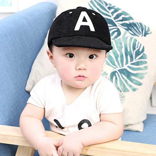 Vista 2 de Gorra de béisbol para bebé, sombrero de sol a rayas, sombrero de protección solar con letra, sombrero de protección solar para niños pequeños