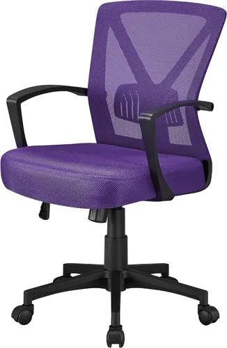Vista 11 de Topeakmart Escritorio giratorio de oficina ergonómico de malla ajustable soporte lumbar para computadora, respaldo medio, reposabrazos