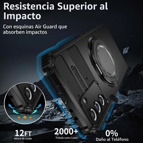 Vista 6 de Funda para Samsung Galaxy S21 compatible con carga inalámbrica magnética, con 1 protector de pantalla, para teléfono S21, anillo de soporte de 360°