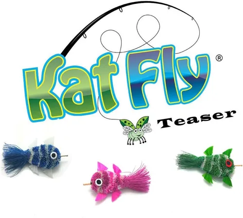 Vista 2 de KatFly - Juego de varitas de juguete para gatos - Mini pez payaso (Juego 1)
