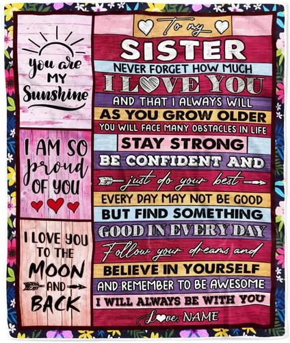 Vista 12 de Manta personalizada con texto en inglés «To My Sister from Brother I Love You Hugs» (texto en inglés) con texto en inglés «To My Sister», «I Love