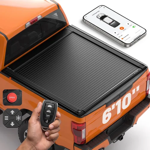 Vista 16 de WOLFBOX Cubierta Power Tonneau para Chevy Silverado y GMC Sierra 1500 2019 Se adapta a cama de 5.10 pies, aplicación y control remoto, se bloquea