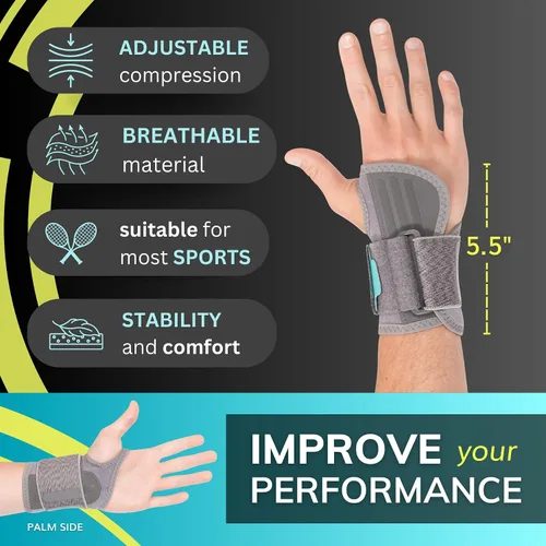 Vista 4 de BraceAbility Muñequera para hombres y mujeres – Muñequera de tenis y pickleball, alivio de lesiones deportivas, recuperación de muñeca esguince