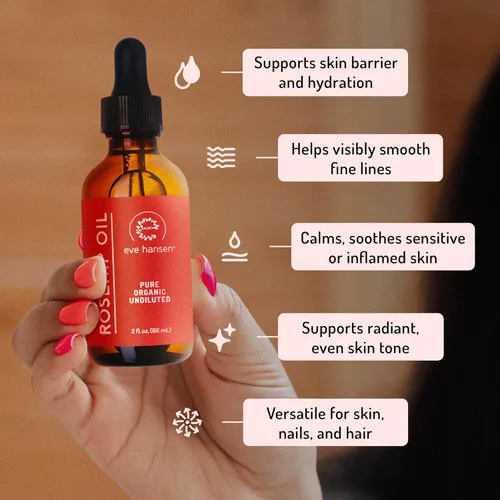 Vista 2 de Eve Hansen Aceite de rosa mosqueta para rostro y piel – Aceite de semilla de rosa mosqueta orgánico prensado en frío Hidratante y de rápida