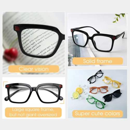 Vista 4 de Eyekepper Gafas de lectura cuadradas para mujer con marco grande
