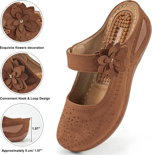 Vista 19 de Alicegana Sandalias elegantes de verano para mujer, con puntera cerrada, estilo casual, sin cordones, con gancho ajustable