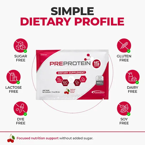 Vista 4 de PreProtein Paquetes de proteína líquida, 0.53 oz de proteína de colágeno, sin azúcar, cereza, 1 onza líquida de una sola porción, paquete de 30