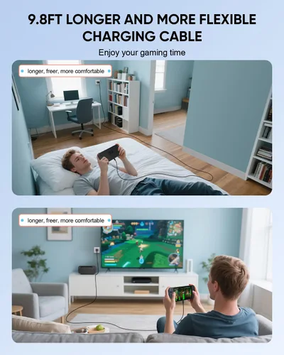 Vista 4 de (9.8FT) Switch 2 Charging Cable - for Nintendo Switch 2 AC Power Adapter, 60W Switch 2 Charger Power Cord Extra Long , Support 4K TV Dock Mode