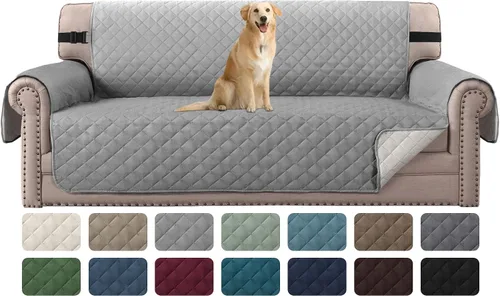 Vista 71 de H.VERSAILTEX Funda de sofá resistente al agua para sofá de 3 cojines, reversible, protector de muebles acolchado con correa elástica, funda de sofá