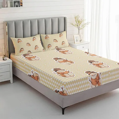 Vista 2 de Juego de sábanas de Navidad para cama individual, sábanas y fundas de almohada de microfibra de 3 piezas, juego de sábanas con estampado de muñeco Aa