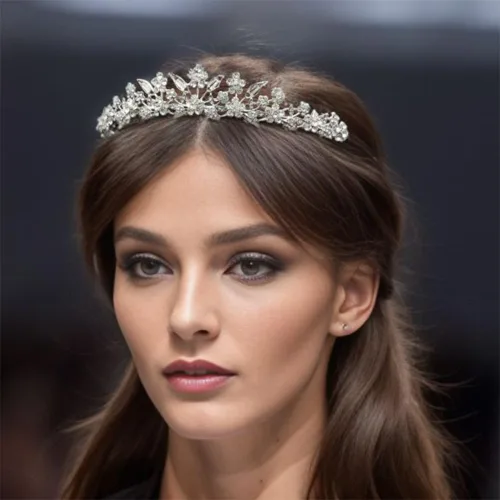 Vista 7 de SAMKY Tiara nupcial corona de boda de diamantes de imitación de plata para novias Crystal Queen Headpiece