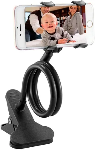 Vista 3 de ITART Plástico Flexible Brazos Largo Cuello De Cisne Clip Abrazadera Soporte Universal Teléfono Celular Titular - Negro