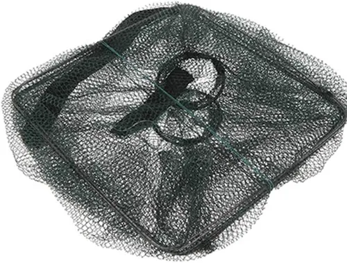Vista 8 de Trampas de cebo portátiles, redes de pesca, plegables, fáciles de usar, trampas de cebo de fundición a mano, trampas de jaula de malla fundida