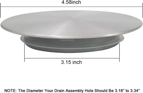 Vista 6 de GZILA Tapón para fregadero de cocina, cubierta plana decorativa de acero inoxidable 304, se adapta a colador estándar de 3.5 pulgadas, níquel