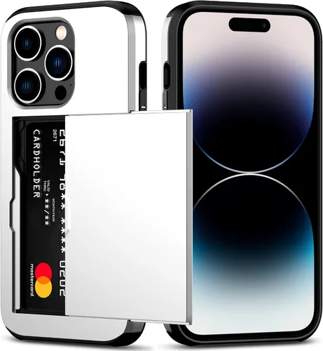 Vista 27 de Nvollnoe Funda para iPhone 14 con tarjetero [almacena 5 tarjetas] Funda tipo cartera de doble capa resistente a prueba de golpes con ranura oculta