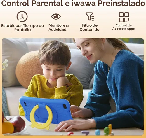 Vista 5 de DigiLand Tablet Android para niños, tabletas Android de 7 pulgadas para niños, tableta para niños pequeños con funda incluida, 4 GB + 32 GB, control