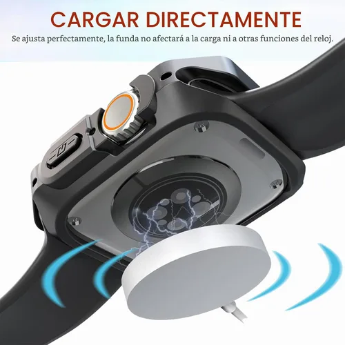 Vista 5 de Funda Armor de 1.732 pulgadas para Apple Watch Ultra 3/2/1 de 1.732 pulgadas, parachoques mate suave + bisel transparente duro, funda protectora