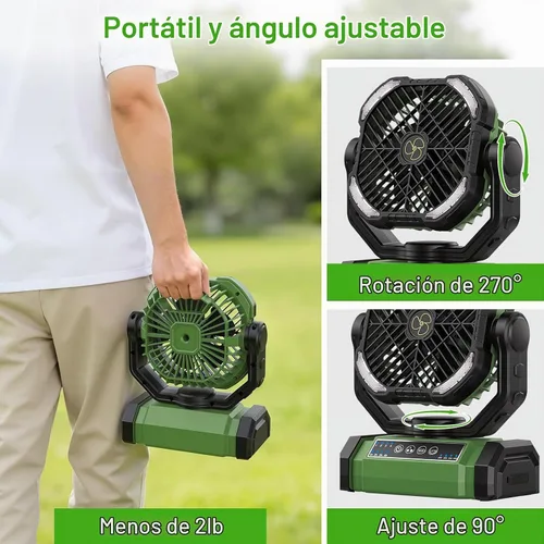 Vista 3 de UUYEE Ventilador de camping recargable, ventiladores a batería - verde