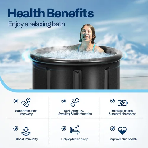 Vista 6 de VIVOHOME Bañera de hielo para atletas y amantes del fitness, bañera de inmersión fría portátil de 33.5 pulgadas de diámetro para terapia