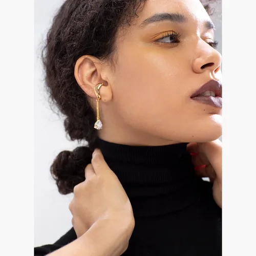 Vista 4 de Geometric Twisted Line Ear Cuff Silver Gold Plated Cross Ear cuffs with Stone Clip on Earrings Women Men