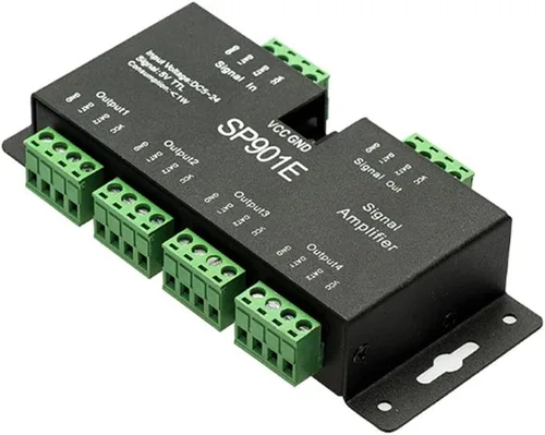 Vista 2 de SP901E SPI amplificador de señal repetidor sueño color programable LED matriz panel TTL amplificador para WS2811 WS2812B SM16703 UCS1903