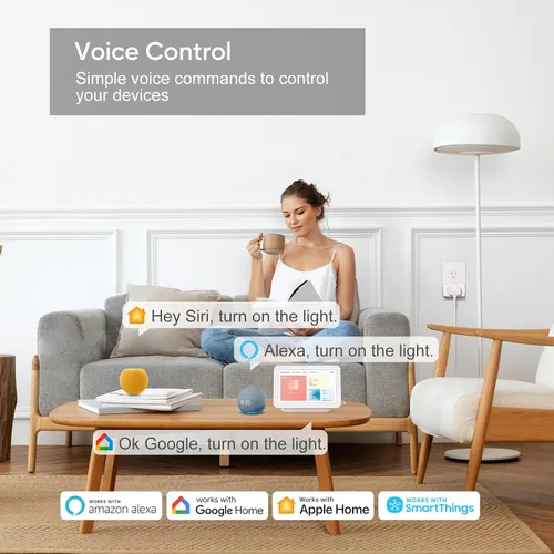 Vista 3 de Enchufe inteligente Onvis Matter Over Thread, Mini Enchufe inteligente, Funciona con Apple Home, Alexa y Google Home, 15A/1800W (1 paquete)