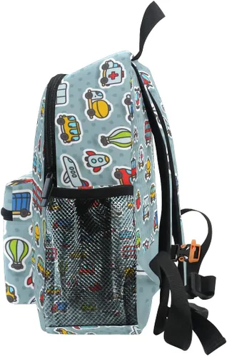 Vista 4 de Mochila personalizada para niños, mochila personalizada con nombre y texto para niños, lindo diseño de caricaturas, transporte, preescolar, jardín