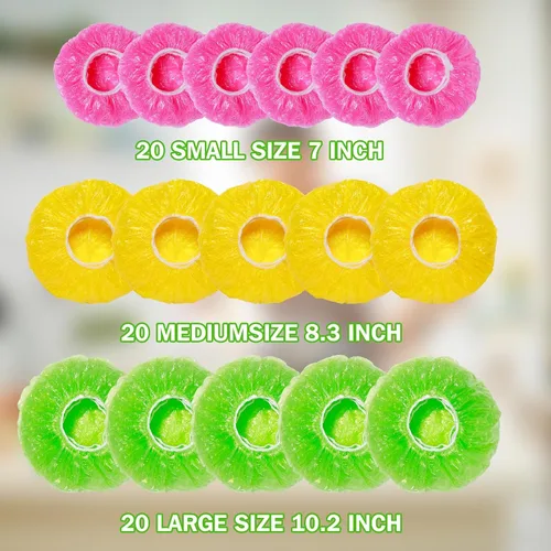 Vista 2 de Mwellewm Fundas elásticas de plástico para almacenamiento de alimentos, fundas reutilizables para alimentos, envoltura Saran, bolsas elásticas