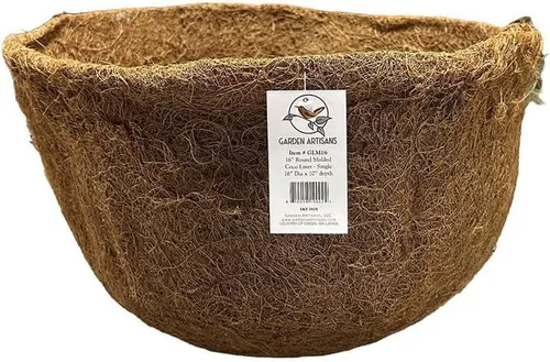 Vista 8 de Forro de coco moldeado redondo de 12 x 8 pulgadas para maceta colgante