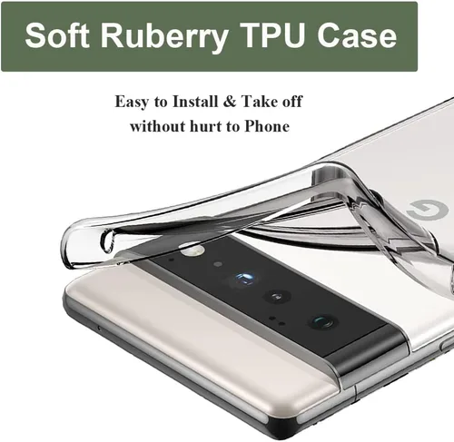 Vista 4 de Unov Funda para Pixel 6 Pro, funda transparente con diseño en relieve, gato Gato negro