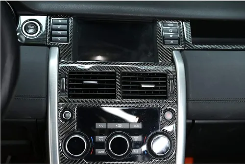 Vista 4 de YIWANG Real Fibra de carbono coche multifunción botón marco Trim 2 unids para Land Rover Discovery Sport 2015-2019 Auto Accesorios