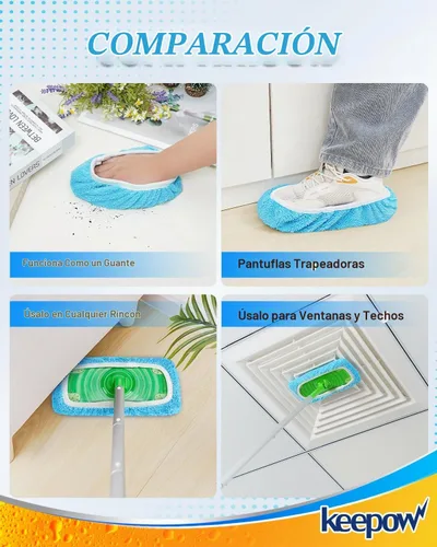 Vista 6 de KEEPOW Paquete de 6 almohadillas reutilizables para fregona compatibles con Azul - Paquete de 6
