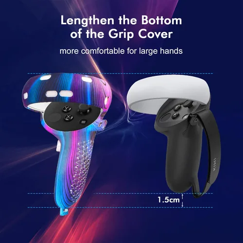 Vista 2 de Relohas Accessories for Oculus Quest 2, VR Accessory Set for Meta Quest 2, Include Controller Grip Leather Cover, VR Shell Cover, Face Cover, The