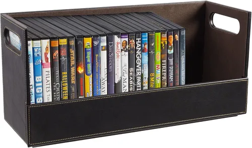 Vista 9 de Stock Your Home caja de almacenamiento de DVD, organizador de estante de películas para Blu-Ray, estuches de videojuegos, CDs, soporte para cintas