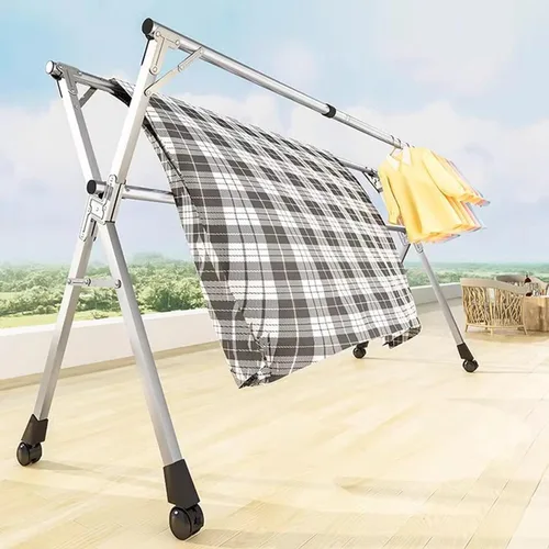 Vista 4 de Foldable 94In Indoor Clothes Drying Rack - Retractable Stainless Steel Laundry Dryer, Space-Saving Multi-Function Rack for Apartment, Home & Balcony