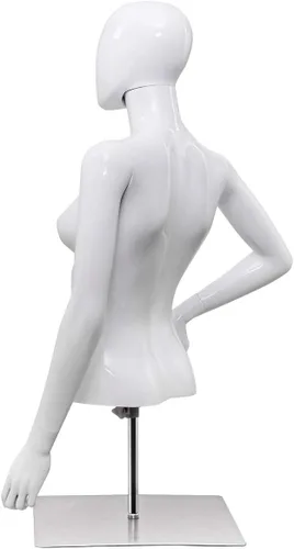 Vista 7 de Giantex Maniquí femenino Torso Altura ajustable Brazos desmontables Forma de vestido Exhibición con soporte de metal, blanco brillante
