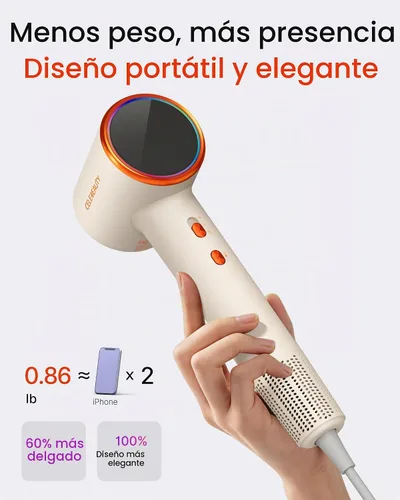 Vista 5 de Secador de pelo iónico con difusor para cabello rizado, secador de viaje de 0.86 libras