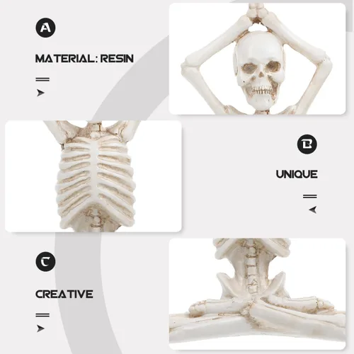 Vista 5 de LIFKOME Juego de aldea de Halloween, figura de esqueleto de yoga, estatua de esqueleto de yoga, meditación de Halloween, decoración de mesa de yoga