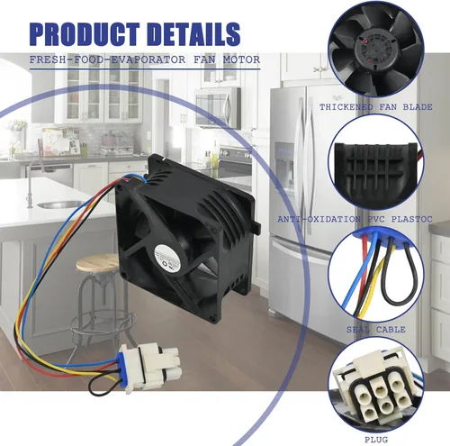 Vista 4 de Compatible con motor de ventilador evaporador de refrigerador GE WR60X26866 WR60X10356 WR60X10341 WR60X24303