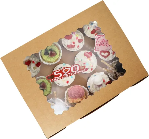 Vista 10 de Juego de 3 cajas para cupcakes a granel con ventana transparente para 12 cupcakes estándar, contenedor desechable de grado alimenticio azul